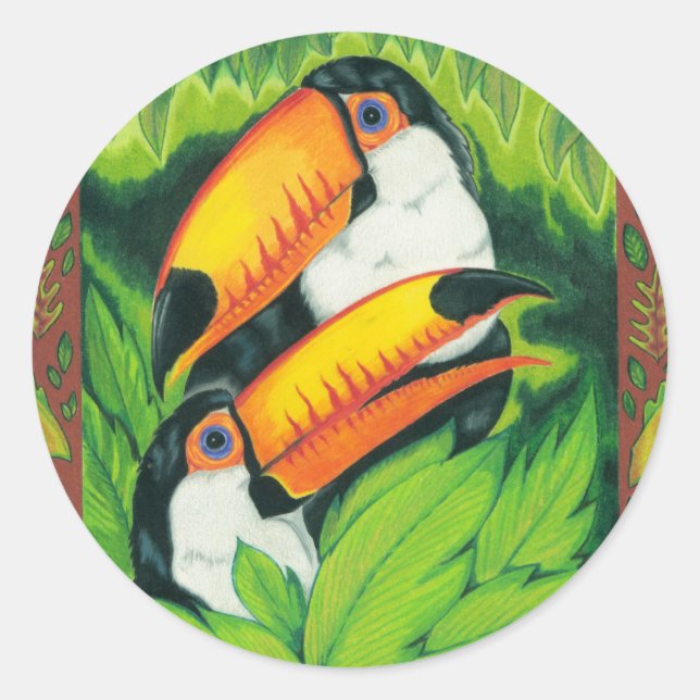 Redbubble Art neue 1 09 004Toucans Kulturpflanzen  Runder Aufkleber (Vorderseite)