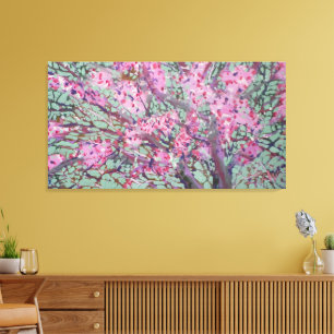 Redbud An Einem Mattgrünen Himmel / Künstler Larry Leinwanddruck