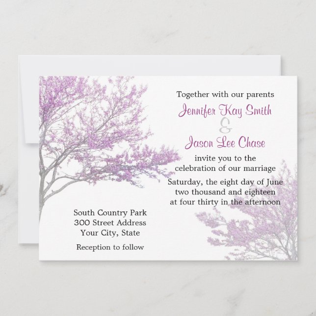 Redbud Tree Hochzeitseinladung Einladung (Vorderseite)