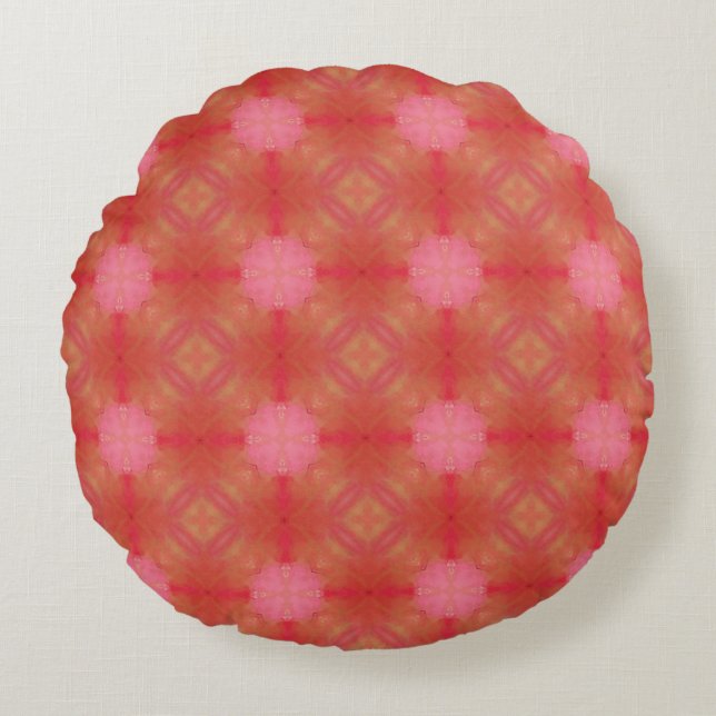 Reddish Rose Geometric Circular Throw Pillow Rundes Kissen (Vorderseite)