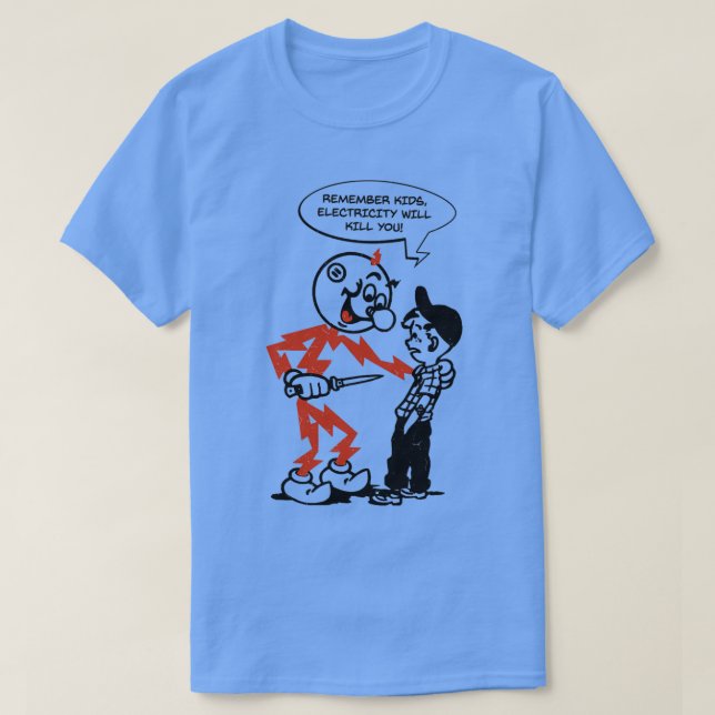 Reddy Kilowatt erinnert sich, dass Kinder Elektriz T-Shirt (Design vorne)