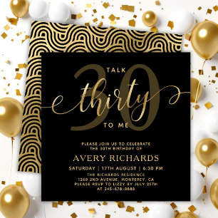 Rede 30 zu mir Gold Script 30. Geburtstag Einladung