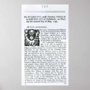 Rede des Königlichen Parlaments vor beiden Häusern Poster