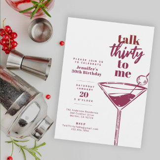 Rede dreißig mit mir 30. Cocktail Geburtstag weiß Einladung