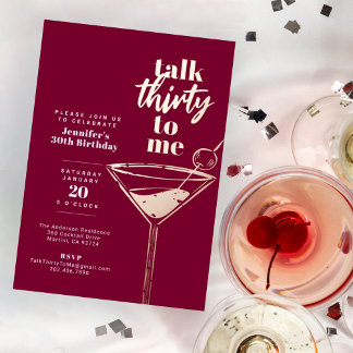 Rede dreißig mit mir, 30. Geburtstag Cocktail-Part Folieneinladung