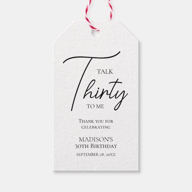 Rede dreißig mit mir am 30. Schwarz & Weiß Geburts Geschenkanhänger (Vorderseite)