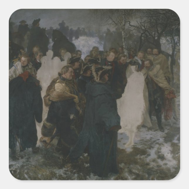 Rede vor der Schlacht von Leuthen, 1858 Quadratischer Aufkleber (Vorderseite)