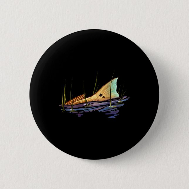 Redfish Red Drum Fish Shirt Redfish Schwanz Button (Vorderseite)