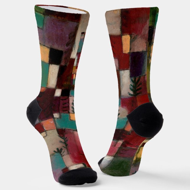 Redgreen und Violetgelbe Rhythmen, Paul Klee Art Socken (Gewinkelt)