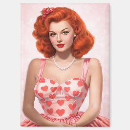 Redhead 1950s Vintage Style Valentine Magnet