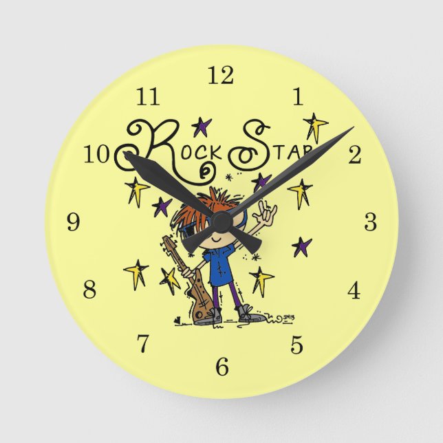 Redhead Boy Rock Star Runde Wanduhr (Vorderseite)
