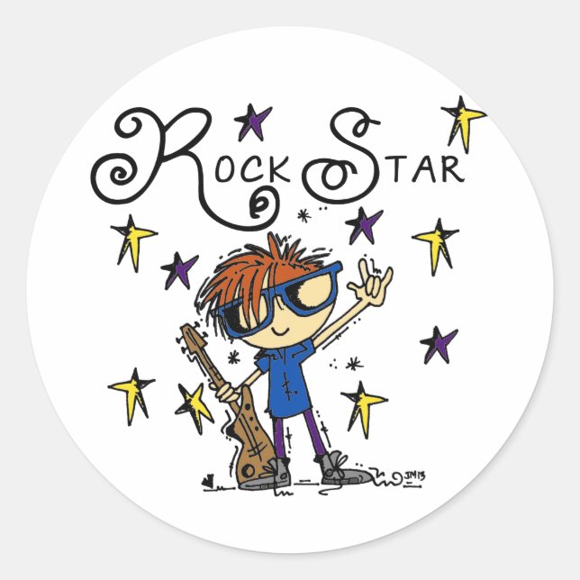 Redhead Boy Rock Star Runder Aufkleber (Vorderseite)
