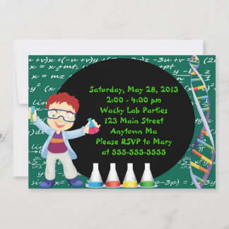 Redhead Boy Scientist Birthday Party Einladung