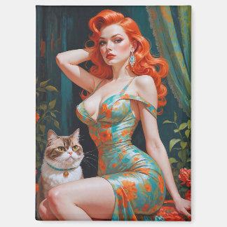 Redhead-Button mit Katzenflora Magnet