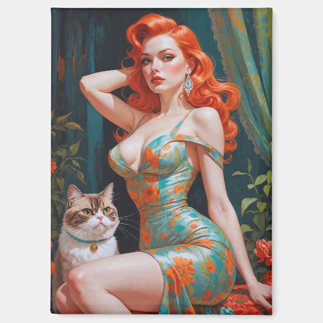 Redhead-Button mit Katzenflora Magnet (Vorderseite)