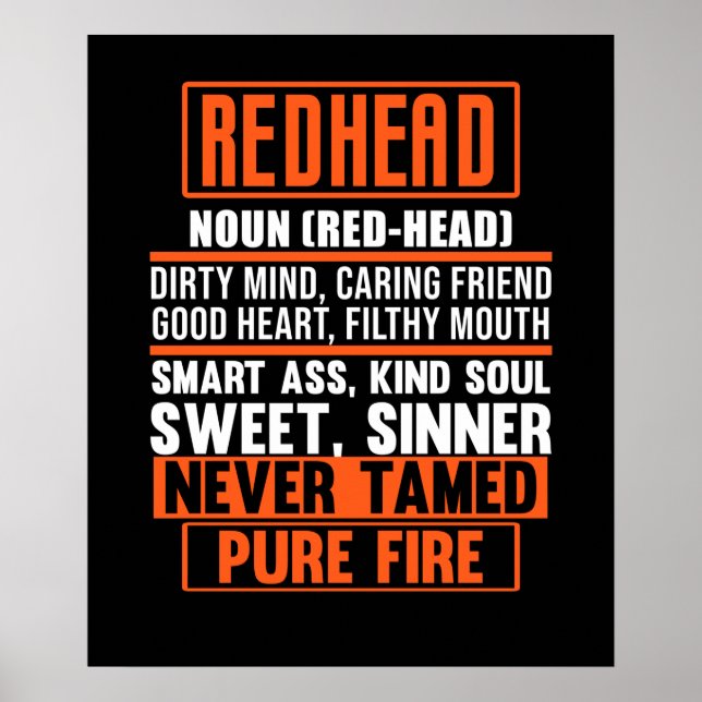 Redhead Definition Niedlich Red Hair Girls Frauen Poster (Vorne)