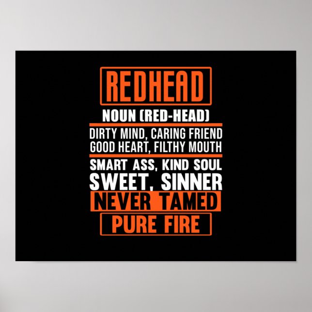 Redhead Definition Niedlich Red Hair Girls Frauen Poster (Vorne)