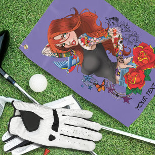 Redhead Frau Tattoos Golfhandtuch
