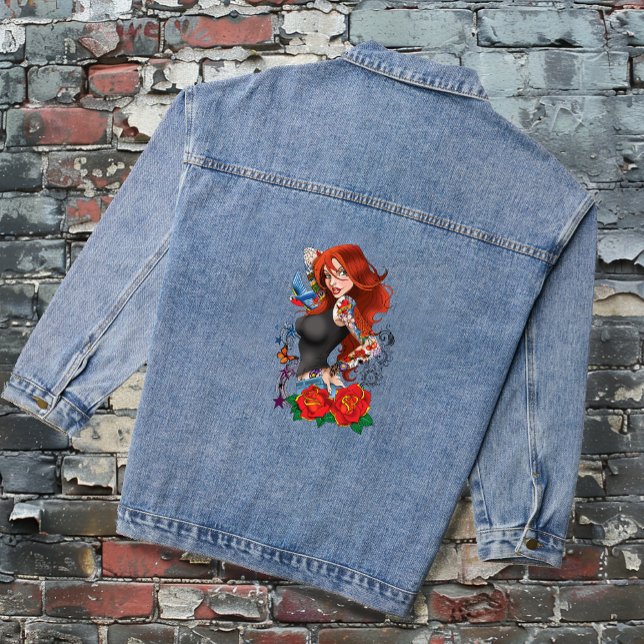 Redhead Frau Tattoos Jeansjacke (Von Creator hochgeladen)