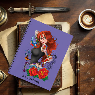Redhead Frau Tattoos Notizbuch