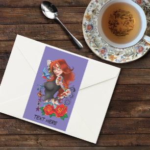 Redhead Frau Tattoos Rechteckiger Aufkleber