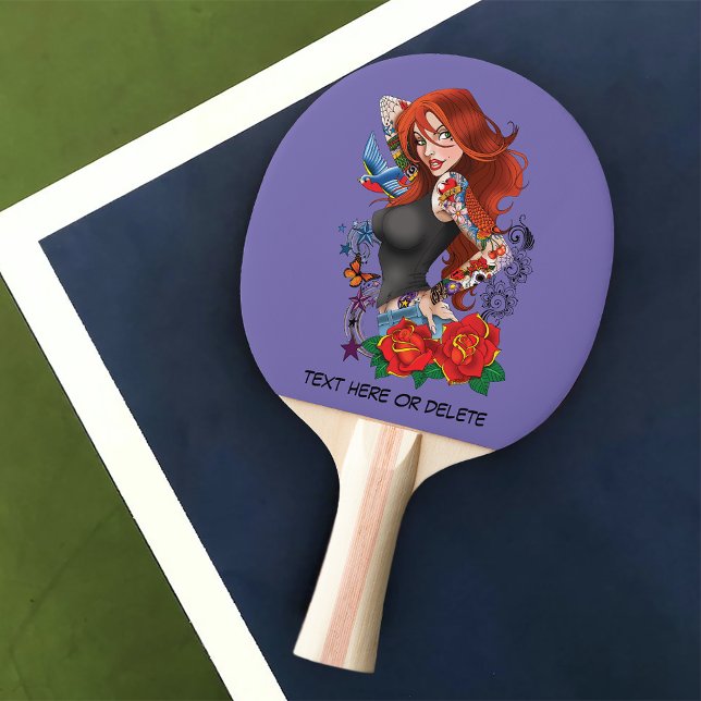 Redhead Frau Tattoos Tischtennis Schläger (Von Creator hochgeladen)