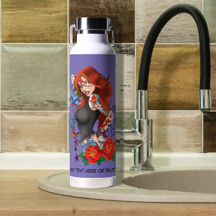 Redhead Frau Tattoos Trinkflasche