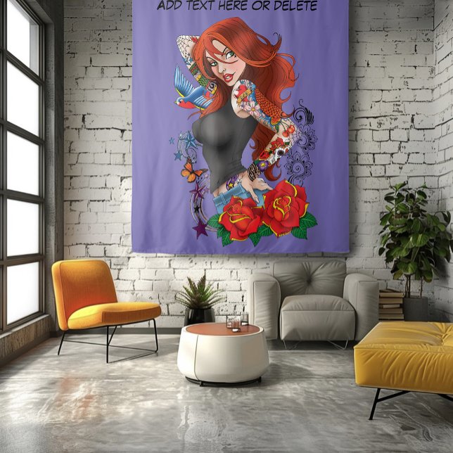 Redhead Frau Tattoos Wandteppich (Von Creator hochgeladen)