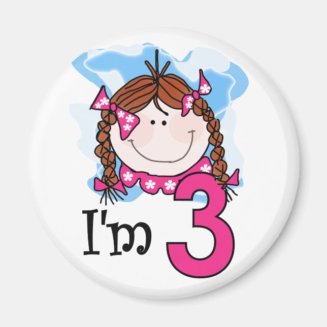 Redhead Girl I'm Three Magnet (Vorne)