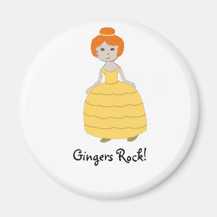 Redhead Girl in Gelb Kleid"Gingers Rock!" Magnet