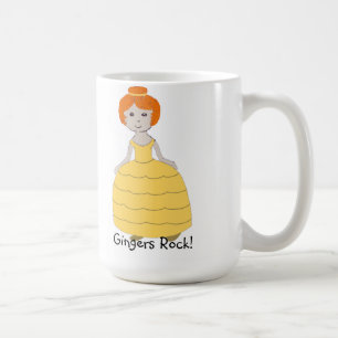 Redhead Girl Long Yellow Dress "Gingers Rock" Tass Tasse