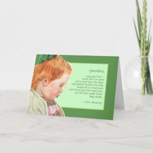 Redhead Girl St Patrick's Day Grandma Blessing Karte