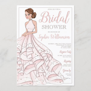 Redhead Glitzer Glam Bride Brautparty Einladung