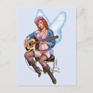 Redhead Guitar Angel von Al Rio Postkarte