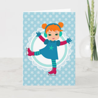 Redhead Ice Skater - Winter Sports Skaten Karte