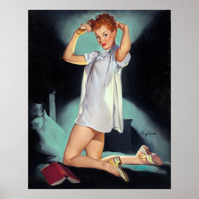 Redhead in Nighty Button Up Poster (Vorne)