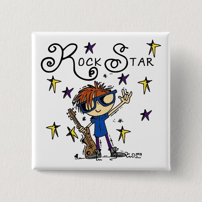 Redhead-Jungen-Rockstar Button (Vorderseite)