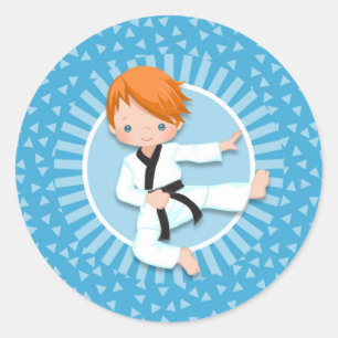 Redhead Karate Boy Judo Martial Arts Runder Aufkleber