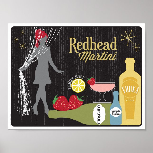 Redhead Martini Strawberry Cocktail Poster (Vorne)