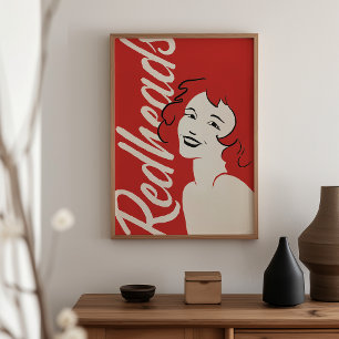 Redhead Matchbox Art Print - Retro Vintage Wand Dé Poster