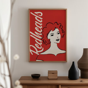 Redhead Matchbox Art Print - Retro Vintage Wand Dé Poster