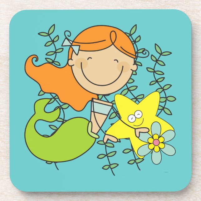 Redhead-Meerjungfrau Untersetzer (Vorderseite)