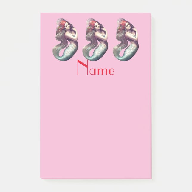 Redhead Mermaid Beauty Thunder_Cove Post-it Klebezettel (Vorderseite)