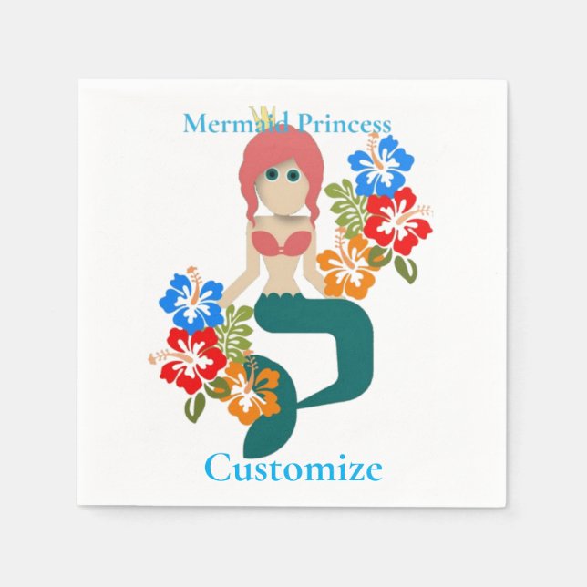 Redhead Mermaid Princess Thunder_Cove Serviette (Vorderseite)