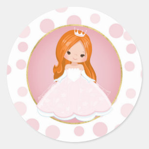 Redhead Pink Princess Runder Aufkleber