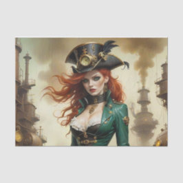 Redhead Steampunk Beauty Decoupage Paper Seidenpapier