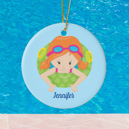 Redhead Swim Girl Niedlich Custom Keramik Ornament