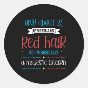 Redhead Unicorn Red Hair Ginger Redheads Geschenk Runder Aufkleber