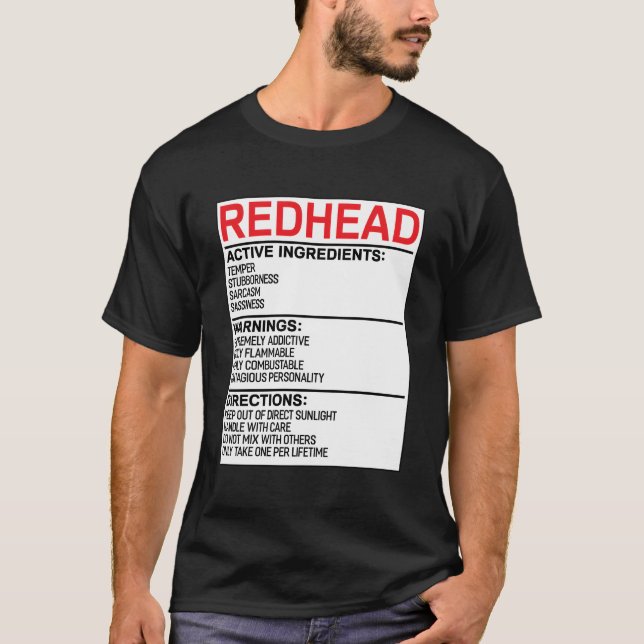 Redhead-Warnschild Redhead-Spaß Funny Red Hair T-Shirt (Vorderseite)