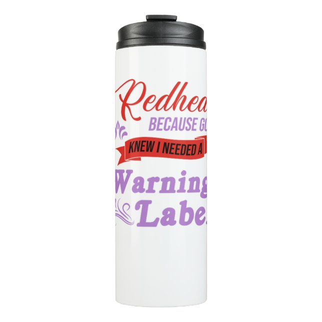 Redhead Warnungen Label Ginger Red Hair Geschenk Thermosbecher (Vorderseite)